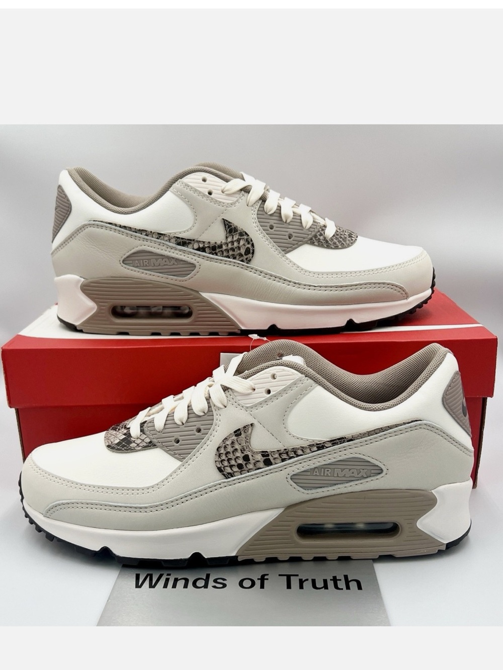 Nike airmax Women’s sz 9.5 Sneakers - White & Taupe with Snake-Print Swoosh